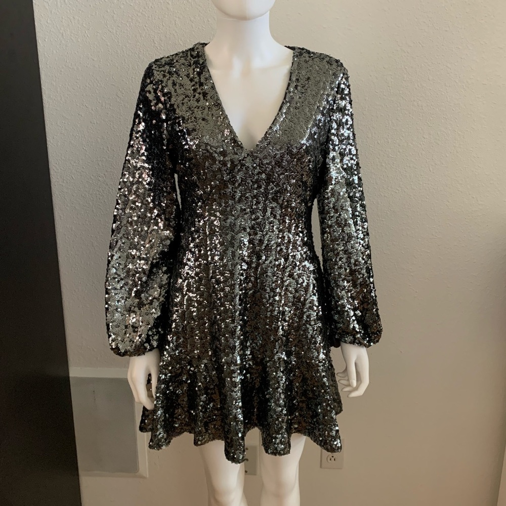 ALEXIS *Renada* gunmetal sequin party dress L - Picture 4 of 6